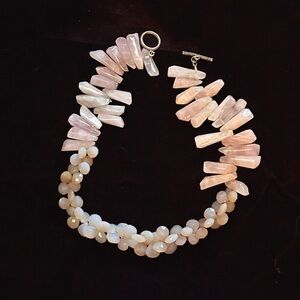 Elegant Pink Rose Quartz Women's Necklace 16”